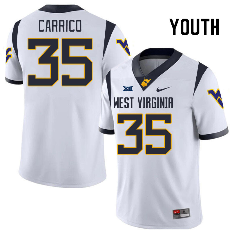 Youth #35 Reid Carrico West Virginia Mountaineers College 2024 New Uniforms Football Jerseys Stitche